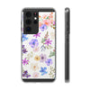 Floral White Flexi Clear Cases for Most Phone Types