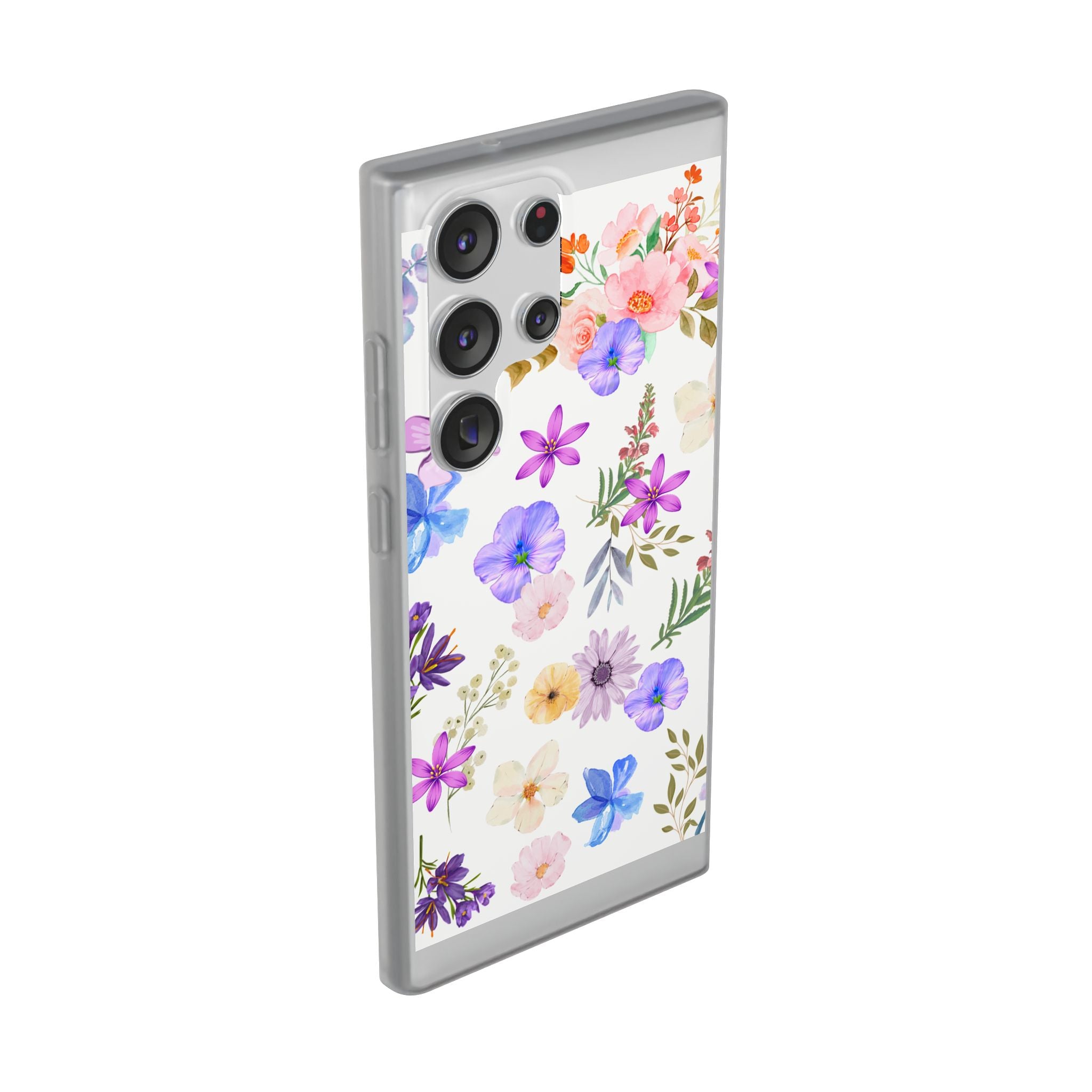 Floral White Flexi Clear Cases for Most Phone Types