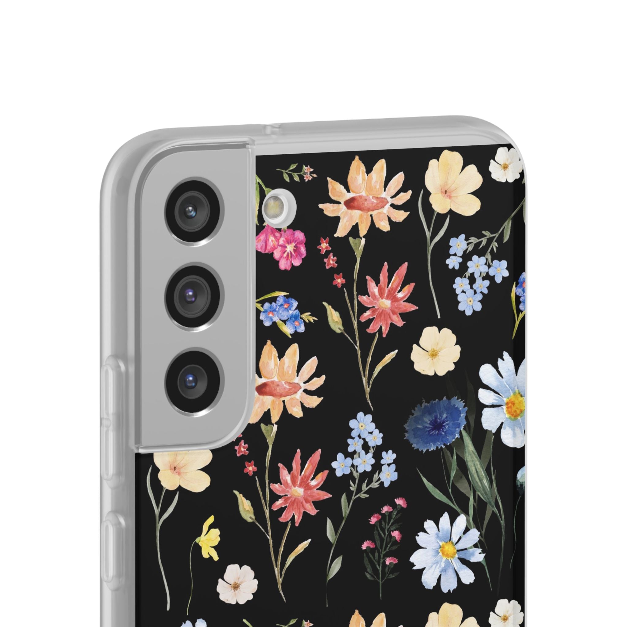 Wildflowers Painted Black Flexi Clear Cases for Most Phone Types (FWS)