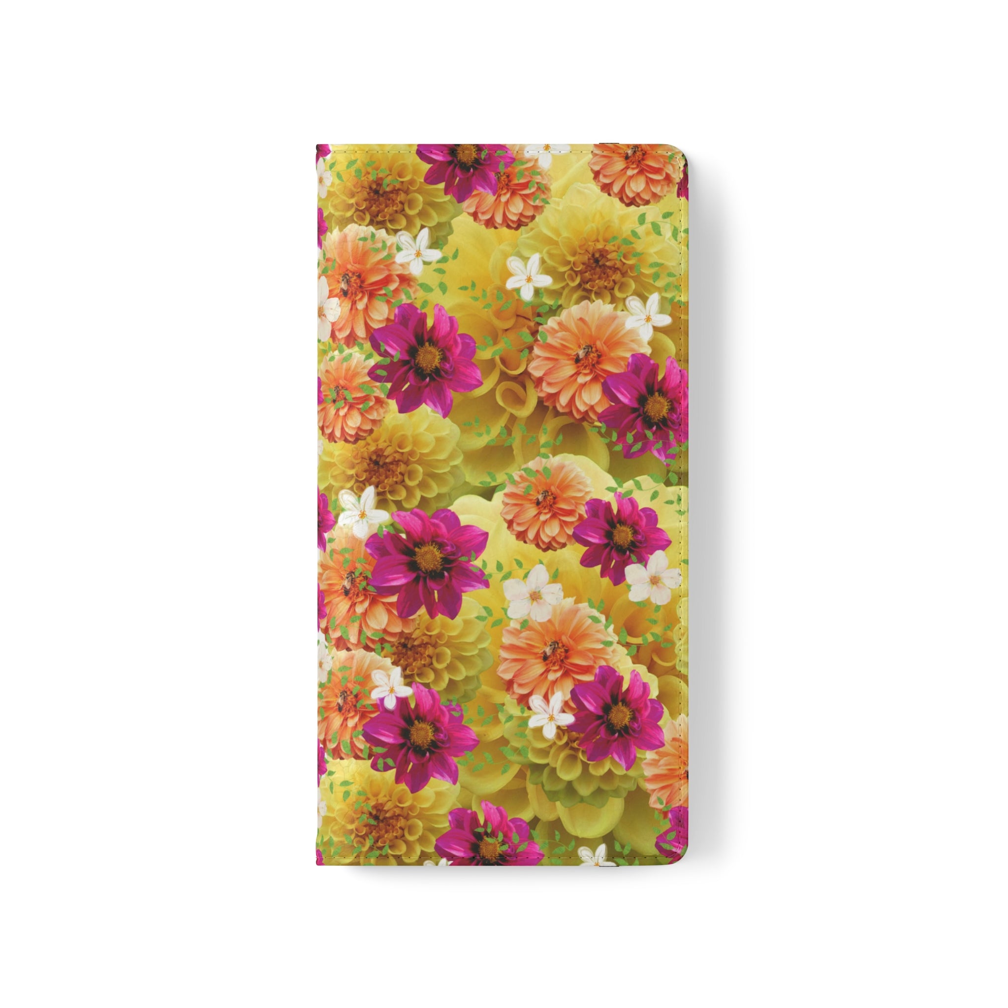 Graphic Dahlias 2 Wallet Style Phone Case Vegan Leather for most Phones