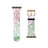 Green & Pink Leaves Apple iWatch Replacement Strap Vegan Leather (FWS)