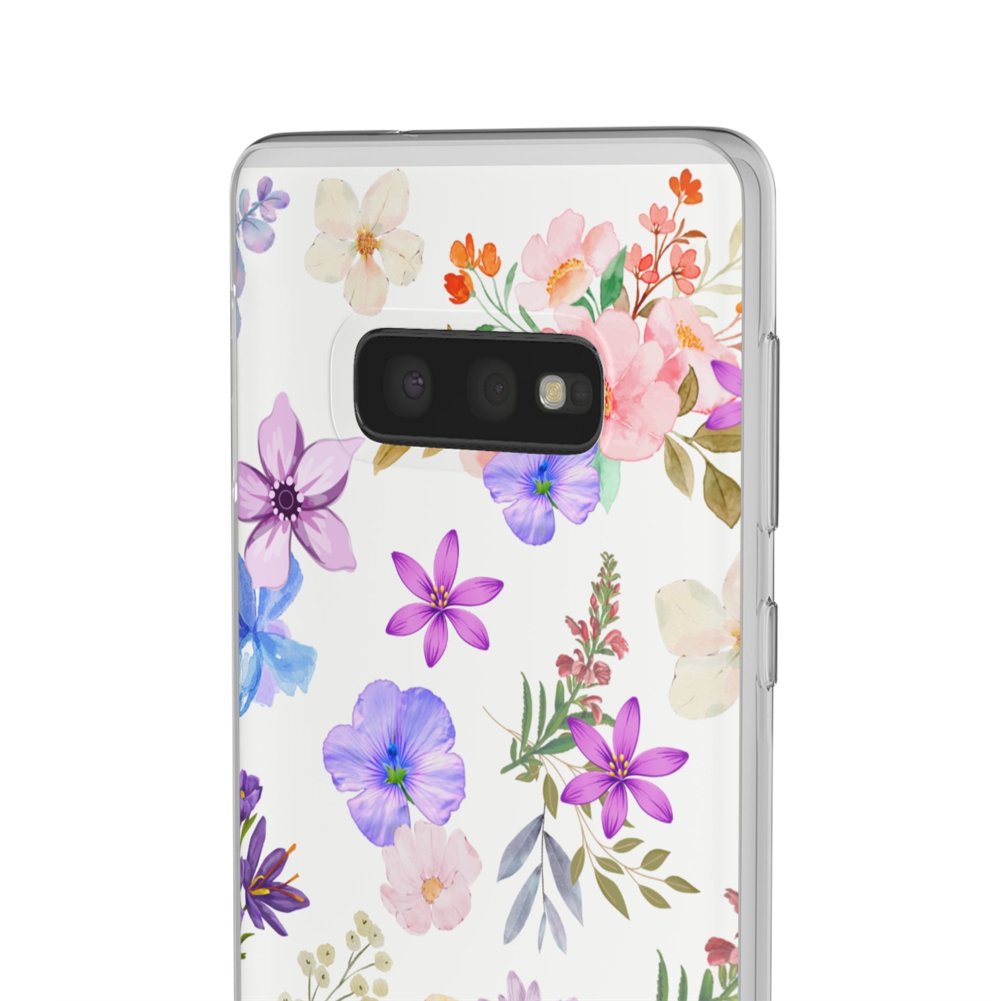 Floral White Flexi Clear Cases for Most Phone Types