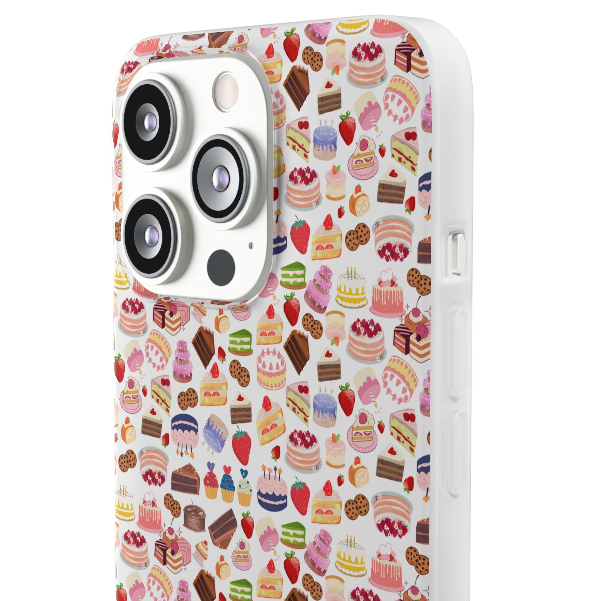 Happy Cake White Flexi Clear Cases for Most Phone Types (FWS)