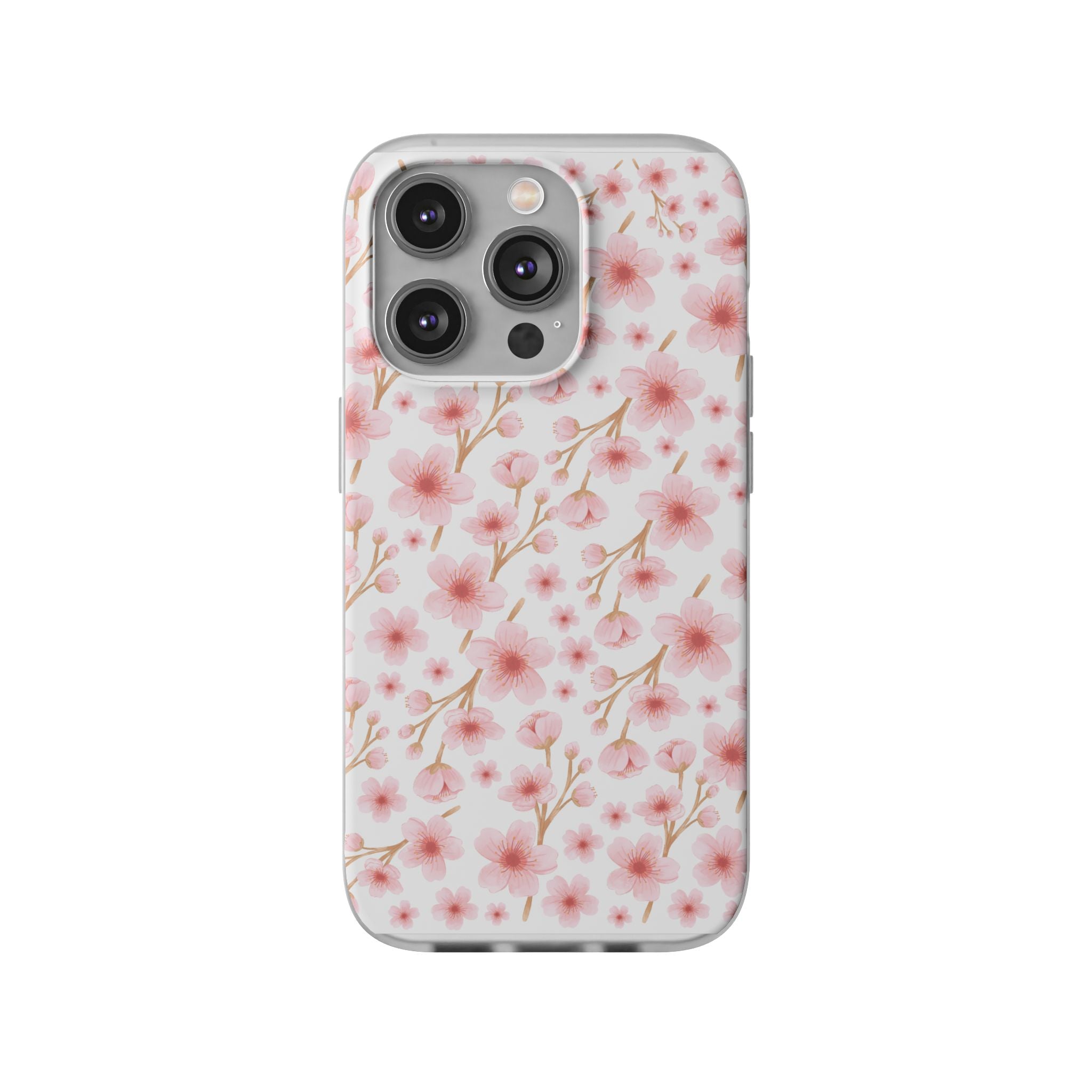 Japanese Pink Flowers White Flexi Clear Cases for Most Phone Types