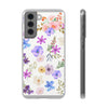 Floral White Flexi Clear Cases for Most Phone Types