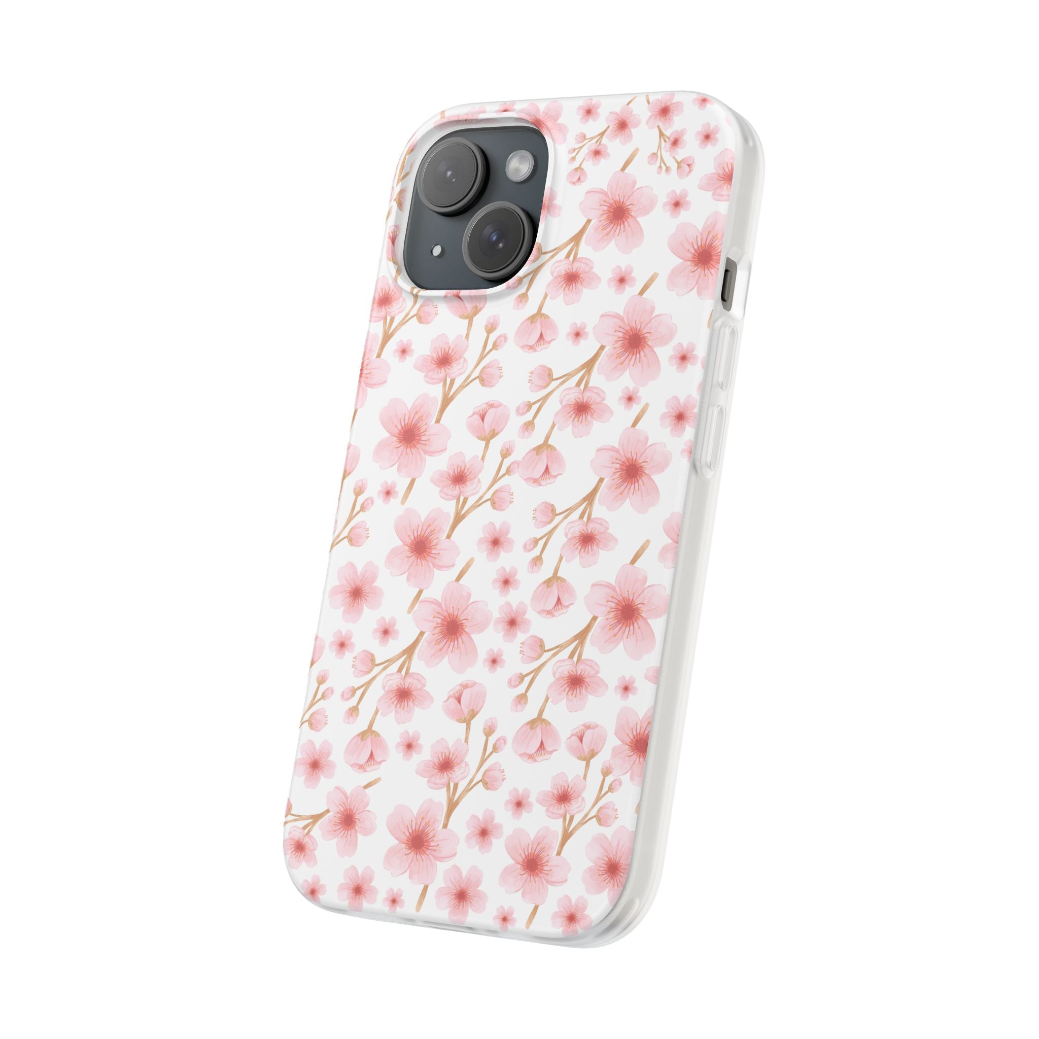 Japanese Pink Flowers White Flexi Clear Cases for Most Phone Types