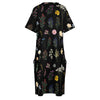 Wildflowers Black V Neck Loose Pocket Dress up to 5 XL (FWS)