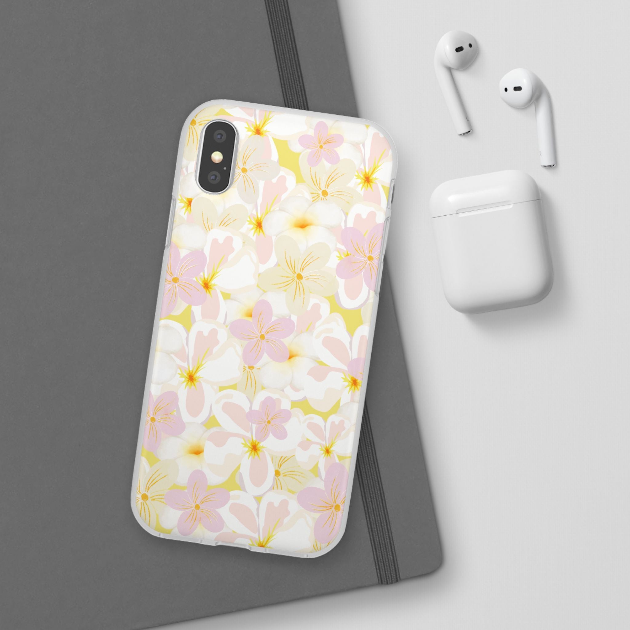 Pastel Frangipanis Yellow Flexi Clear Cases for Most Phone Types (FWS)