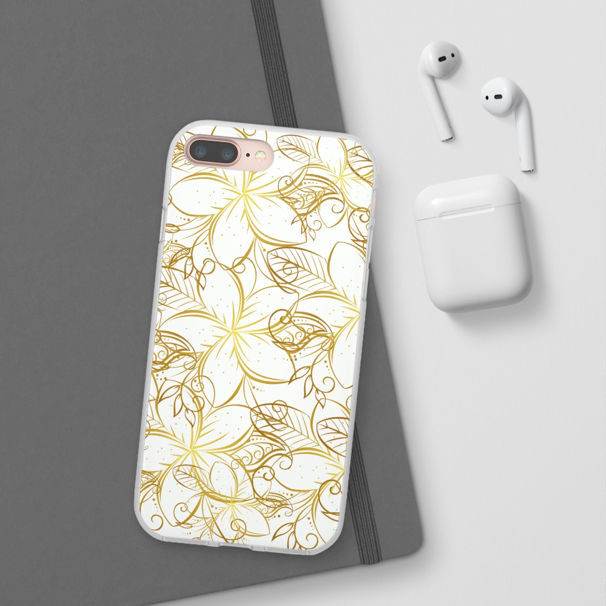 Golden Frangipanis White Flexi Clear Cases for Most Phone Types (FWS)