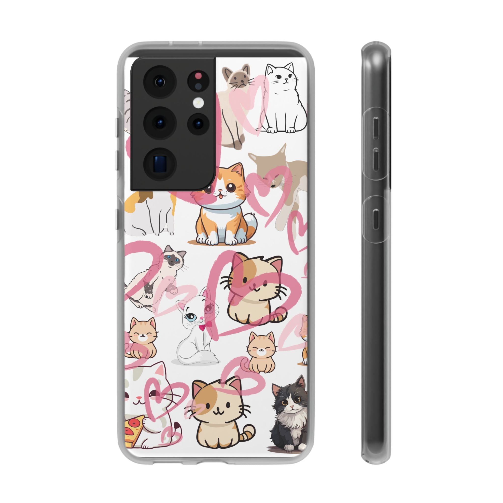 Cats Love White Flexi Clear Cases for Most Phone Types (FWS)
