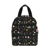 Wildflowers Black Insulated Zipper Lunch Bag