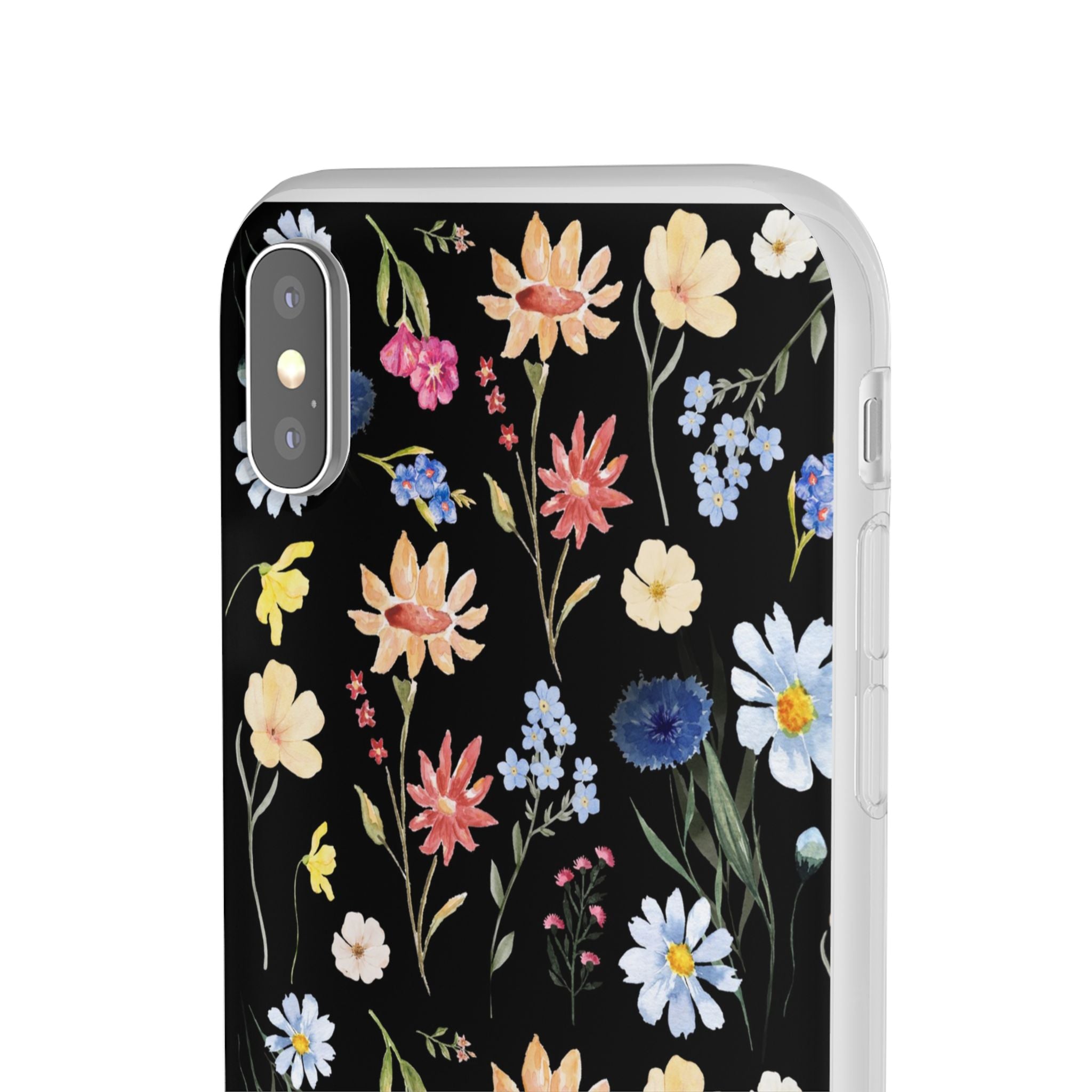 Wildflowers Painted Black Flexi Clear Cases for Most Phone Types (FWS)