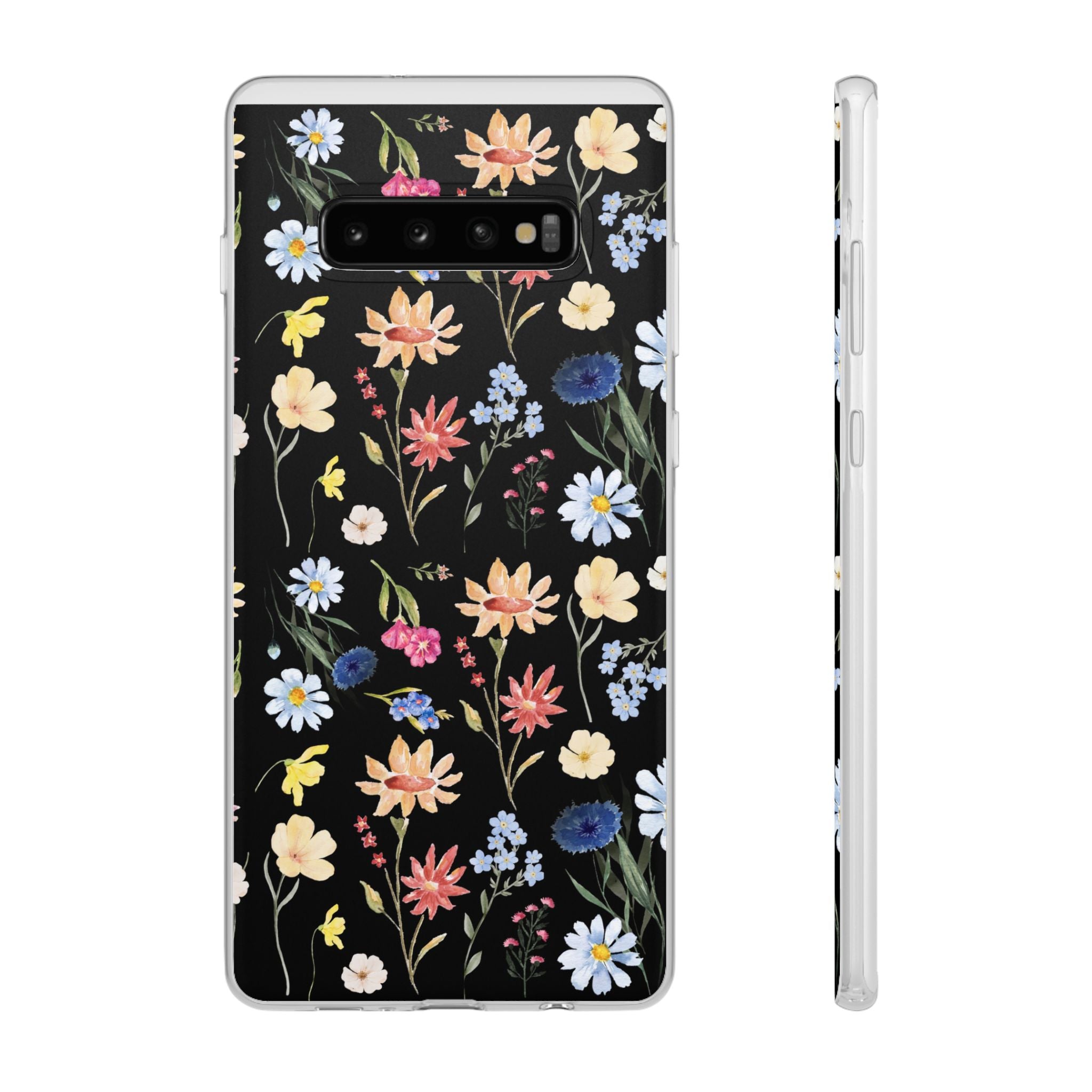 Wildflowers Painted Black Flexi Clear Case for Most Phone Types