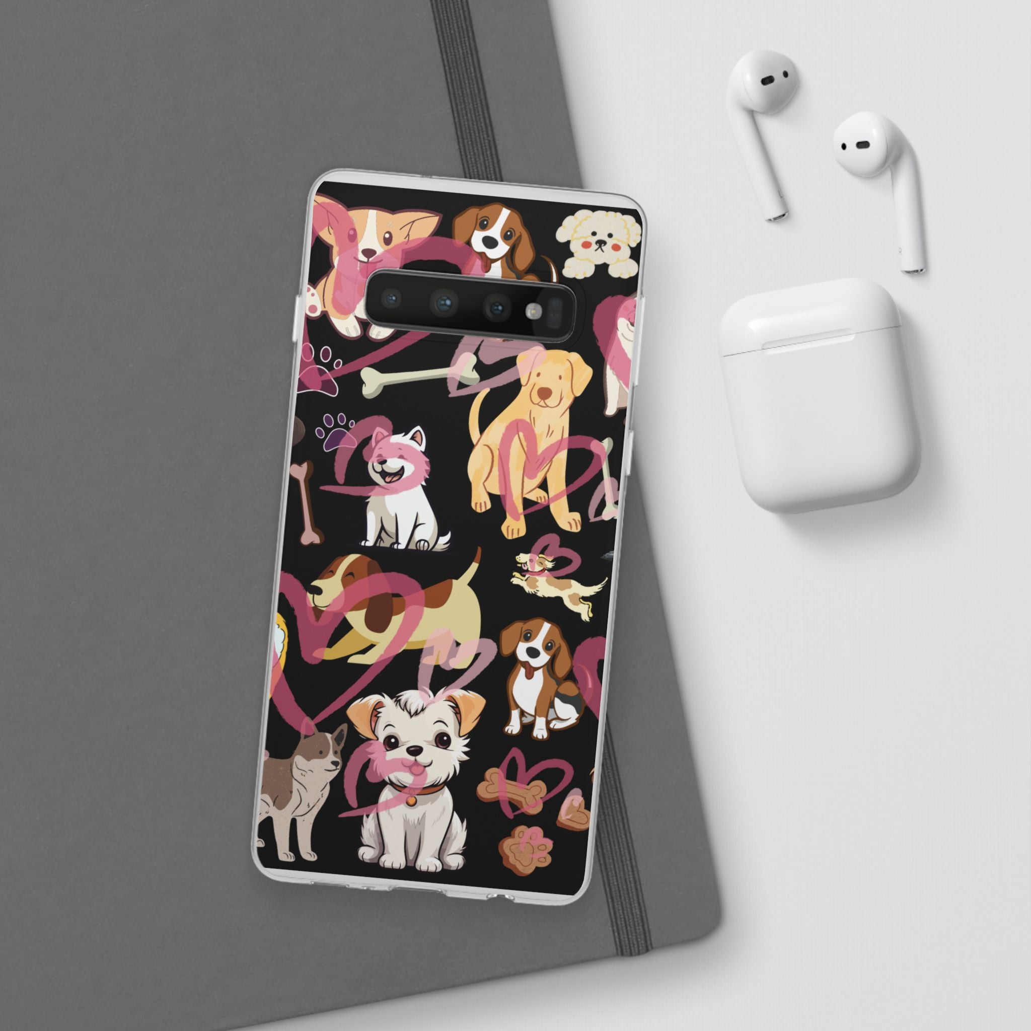 Dogs Love Black Flexi Clear Cases for Most Phone Types (FWS)