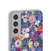 Blue Colourful Floral Flexi Clear Cases for Most Phone Types