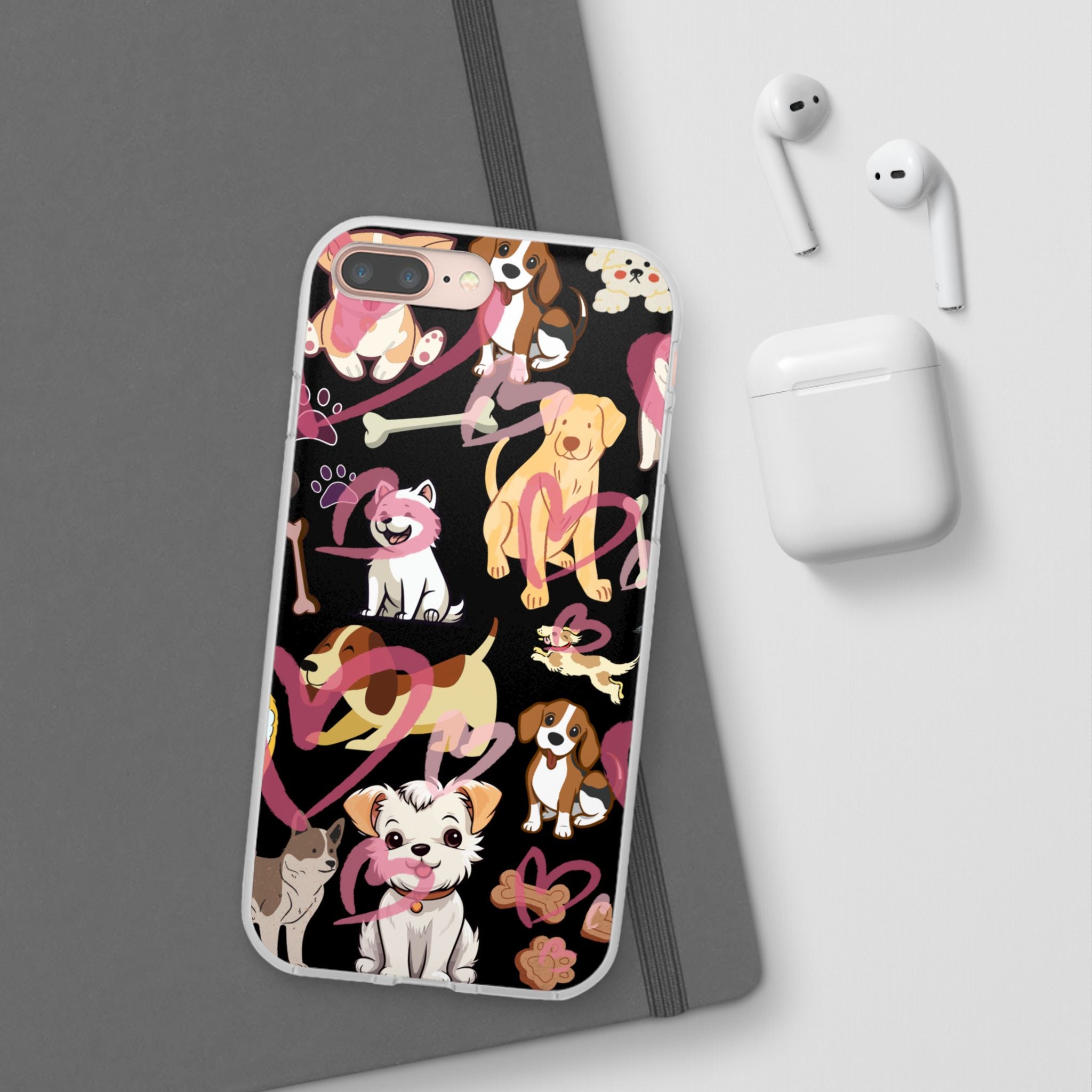 Dogs Love Black Flexi Clear Cases for Most Phone Types (FWS)