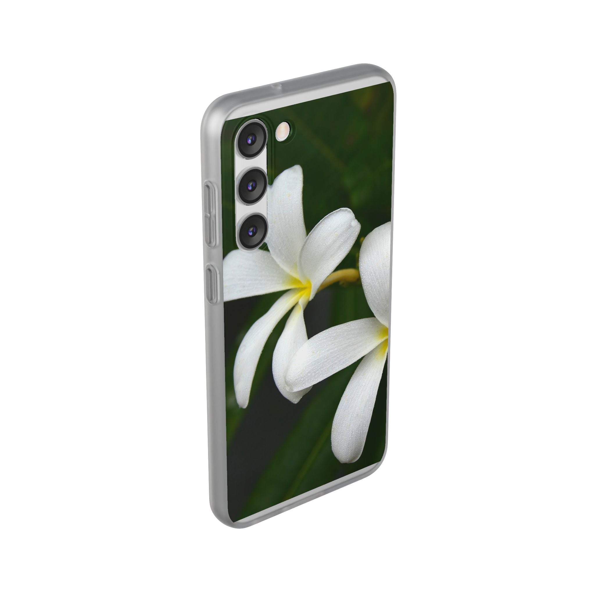 White Frangipanis Flexi Clear Cases for Most Phone Types (FWS)