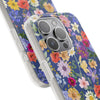 Blue Colourful Floral Flexi Clear Cases for Most Phone Types