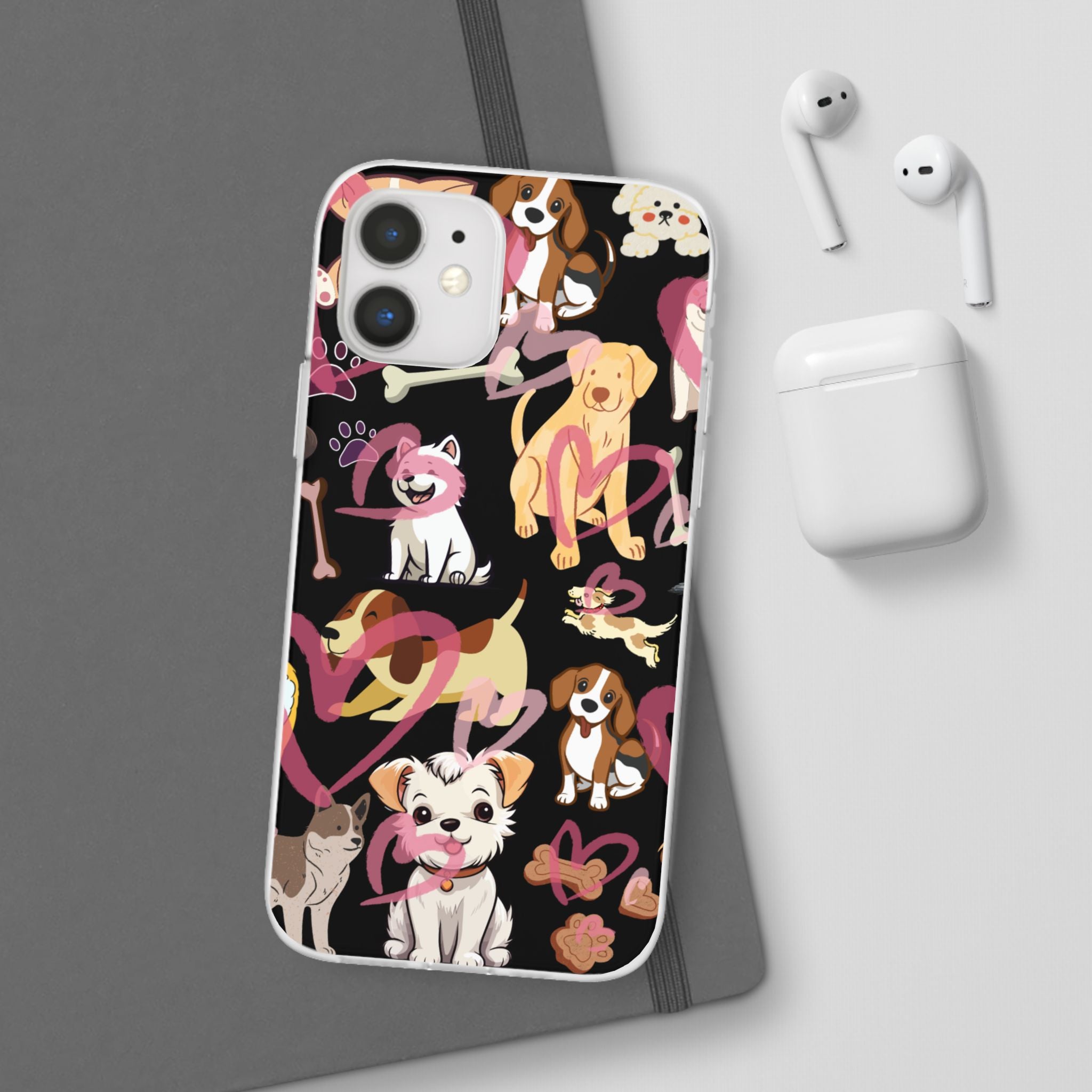 Dogs Love Black Flexi Clear Cases for Most Phone Types (FWS)