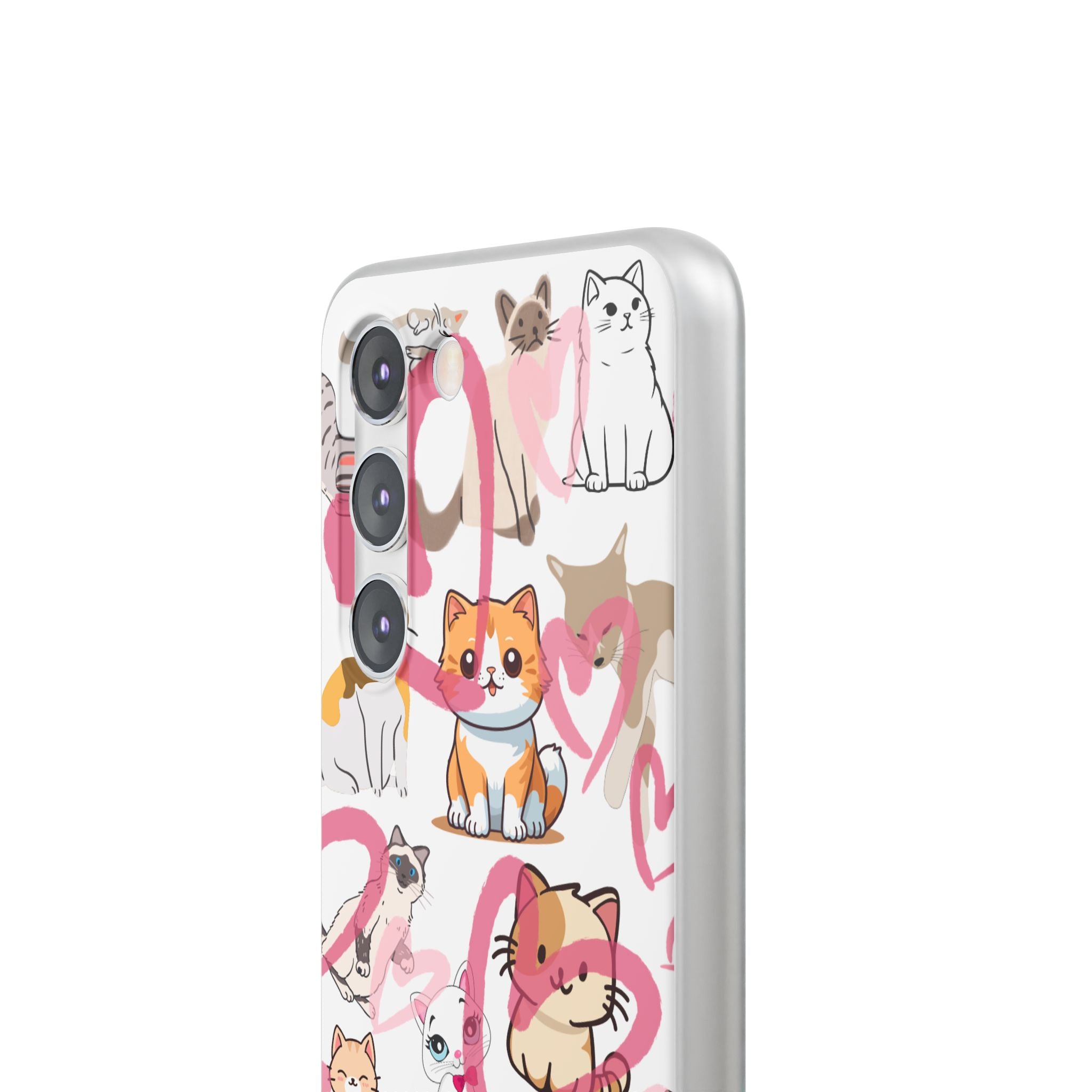 Cats Love White Flexi Clear Cases for Most Phone Types (FWS)