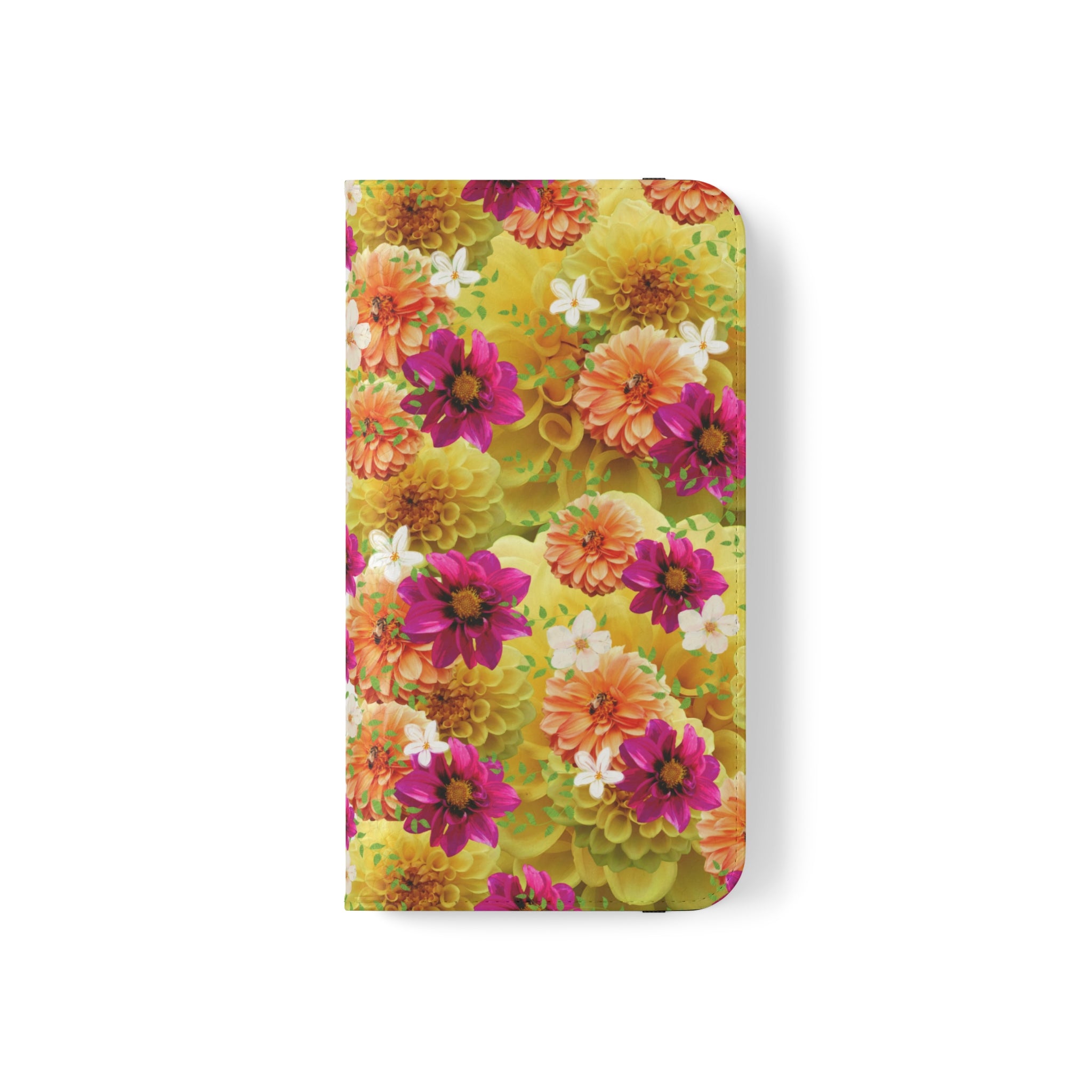 Graphic Dahlias 2 Wallet Style Phone Case Vegan Leather for most Phones