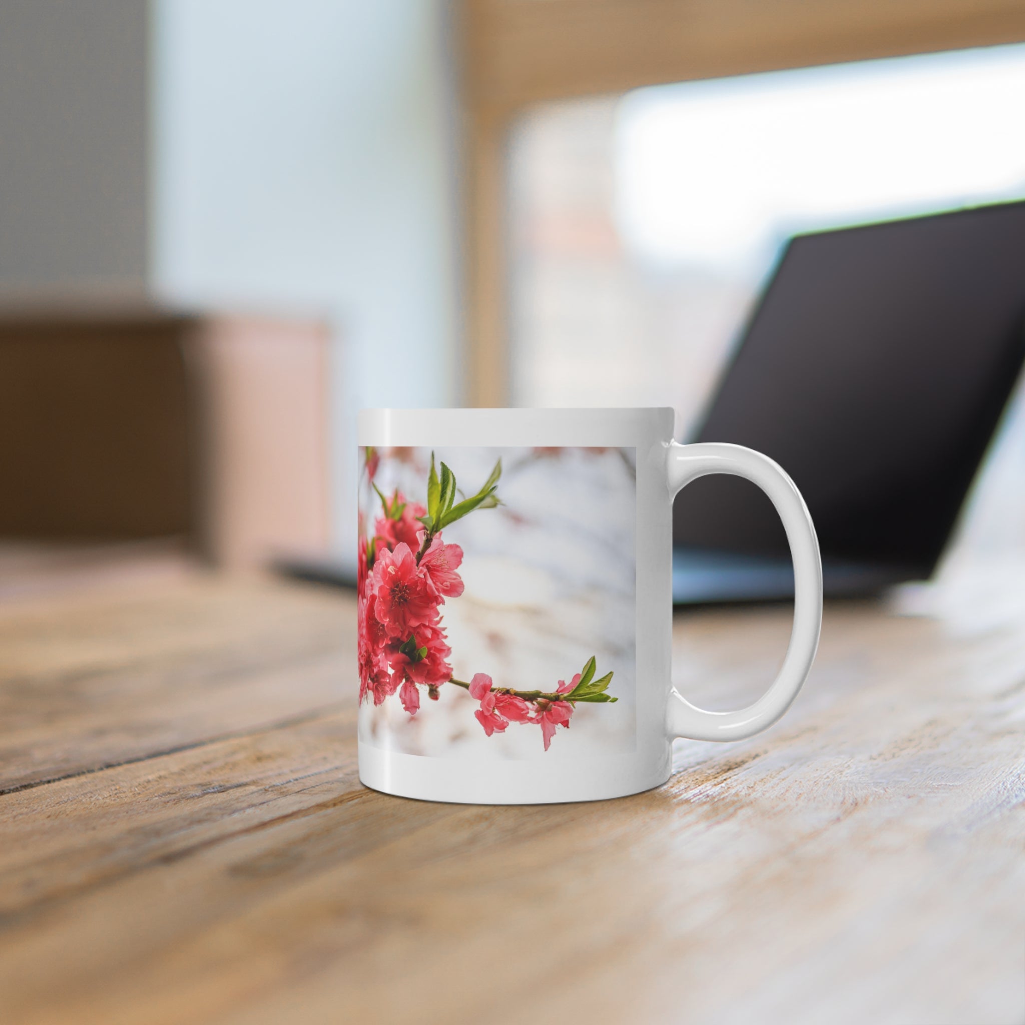 Pink Cherry Blossoms Mug 11oz (Microwave & Dishwasher Safe)