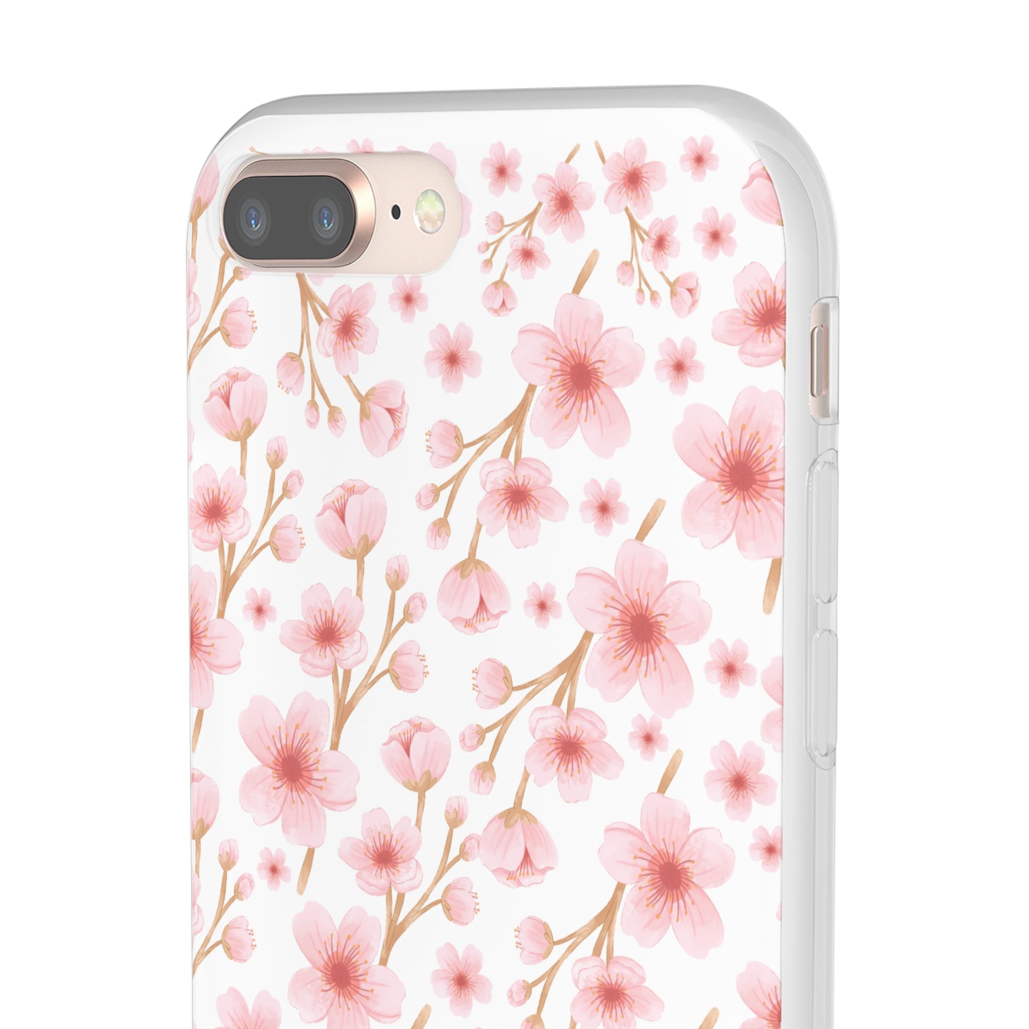 Japanese Pink Flowers White Flexi Clear Cases for Most Phone Types