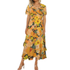 Orange & Yellow Floral Black Maxi Dress up to 5 XL (FWS)