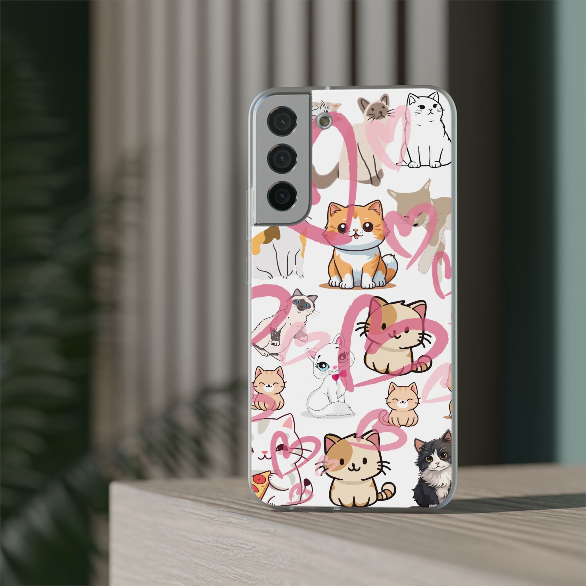 Cats Love White Flexi Clear Cases for Most Phone Types (FWS)