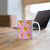 Yellow Frangipanis Pink Mug 11oz (Microwave & Dishwasher Safe)