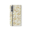 Golden Frangipanis White Wallet Style Phone Case Vegan Leather