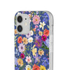 Blue Colourful Floral Flexi Clear Cases for Most Phone Types