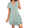 Aqua Floral Double Ruffle Hem Dress up to 5 XL (FWS)