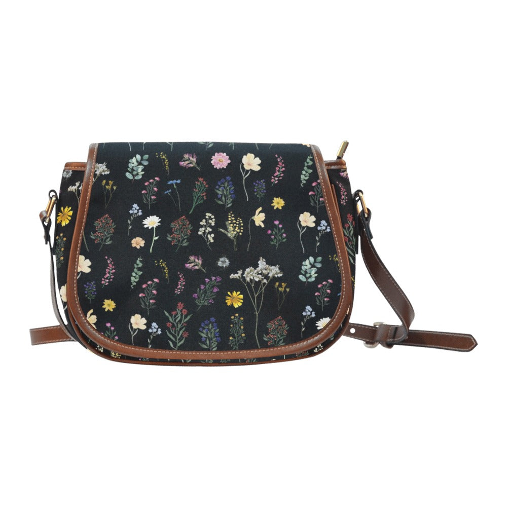 Wildflowers Black Saddle Bag