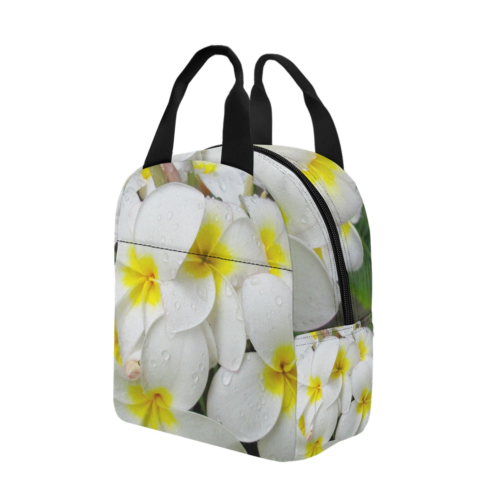 Fresh White Frangipanis Insulated Zipper Lunch Bag