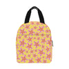 Graphic Pink Frangipanis Yellow Insulated Zipper Lunch Bag