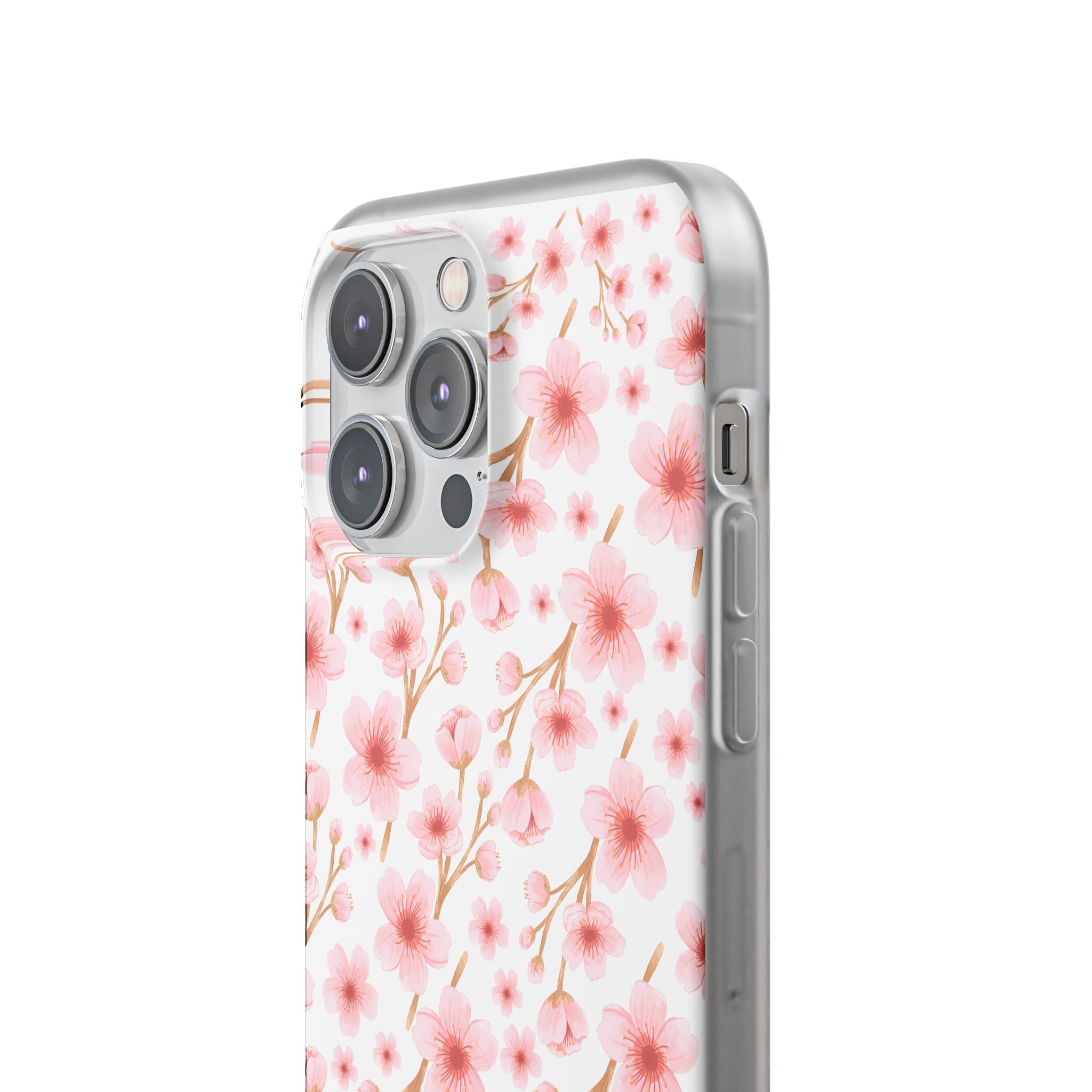 Japanese Pink Flowers White Flexi Clear Cases for Most Phone Types