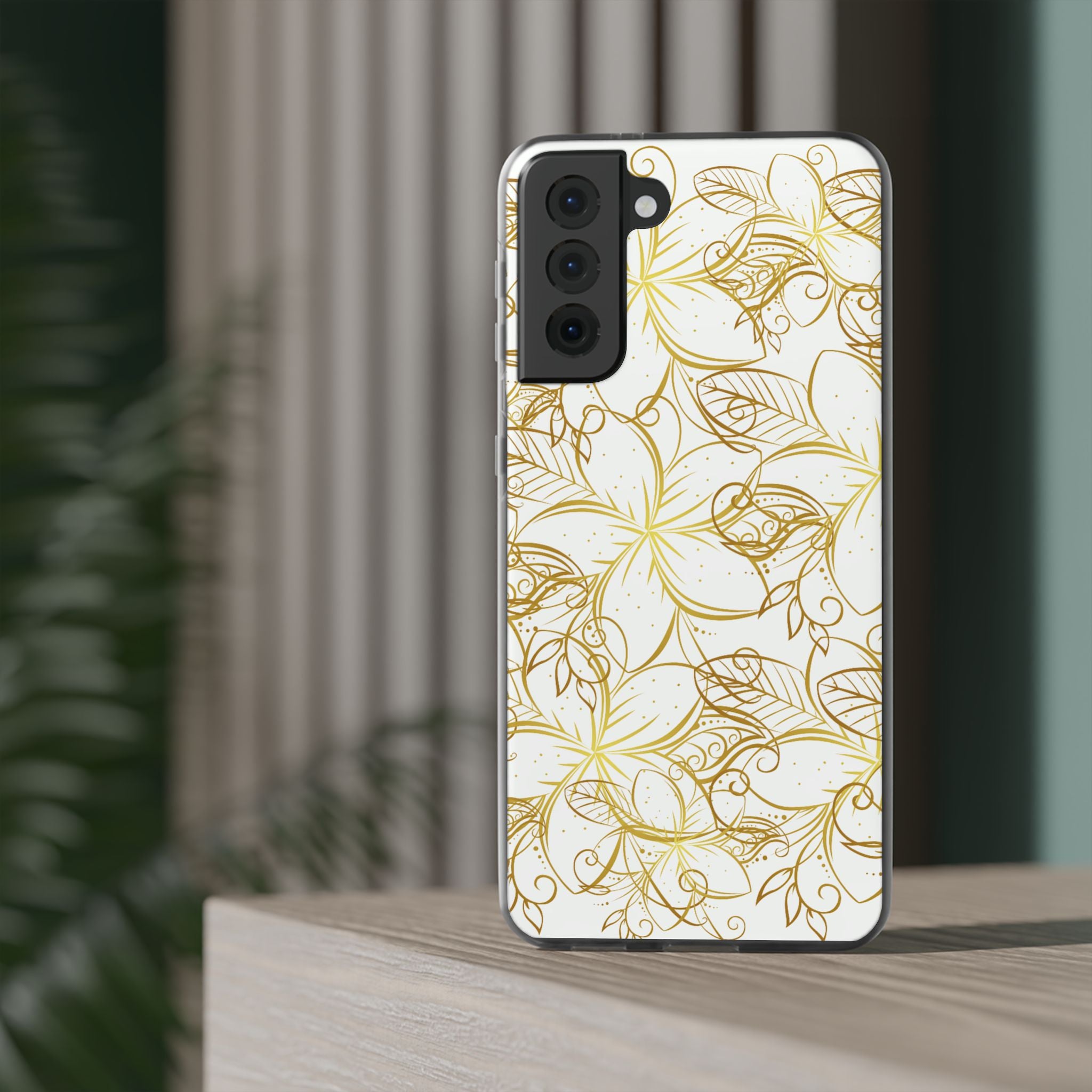 Golden Frangipanis White Flexi Clear Cases for Most Phone Types (FWS)