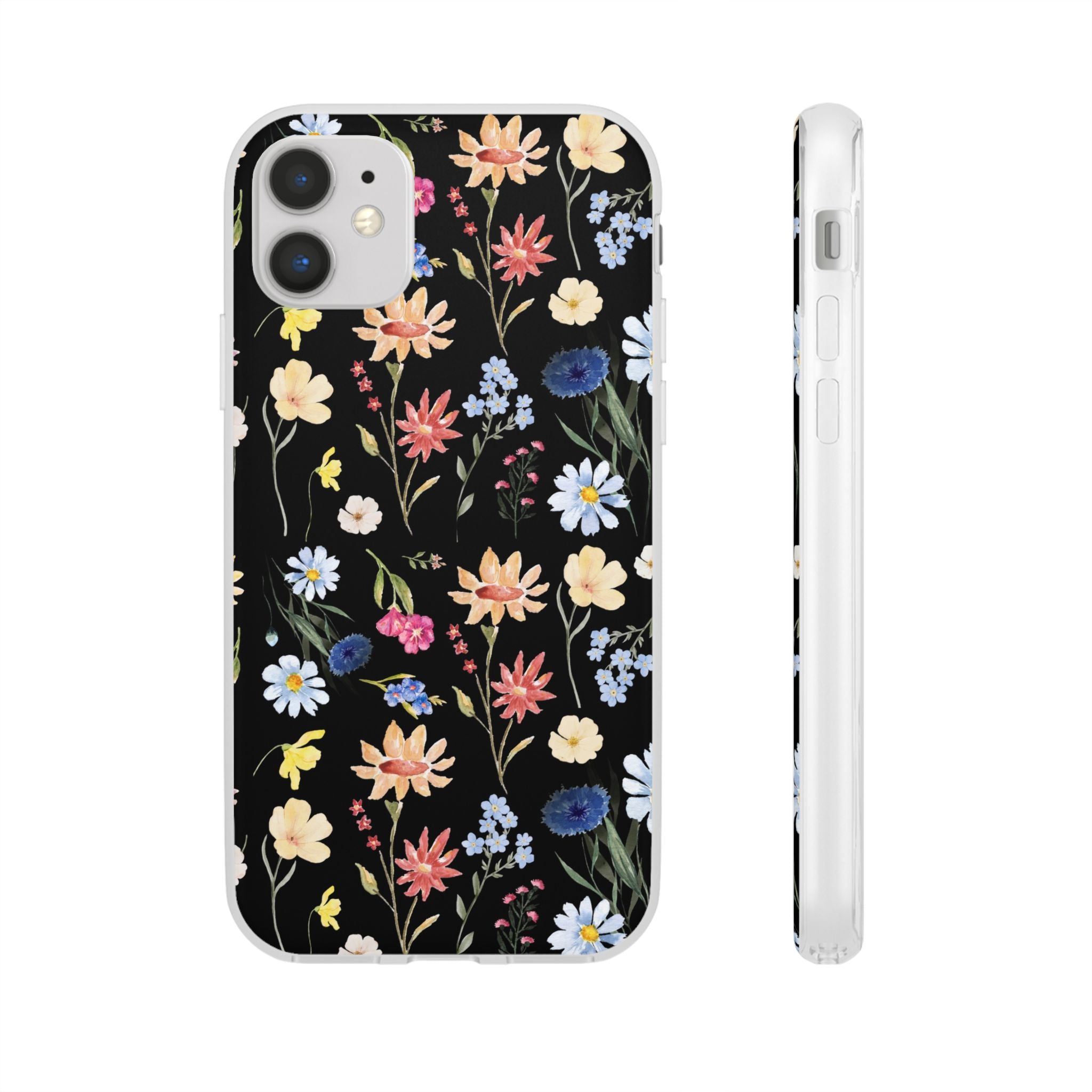 Wildflowers Painted Black Flexi Clear Case for Most Phone Types