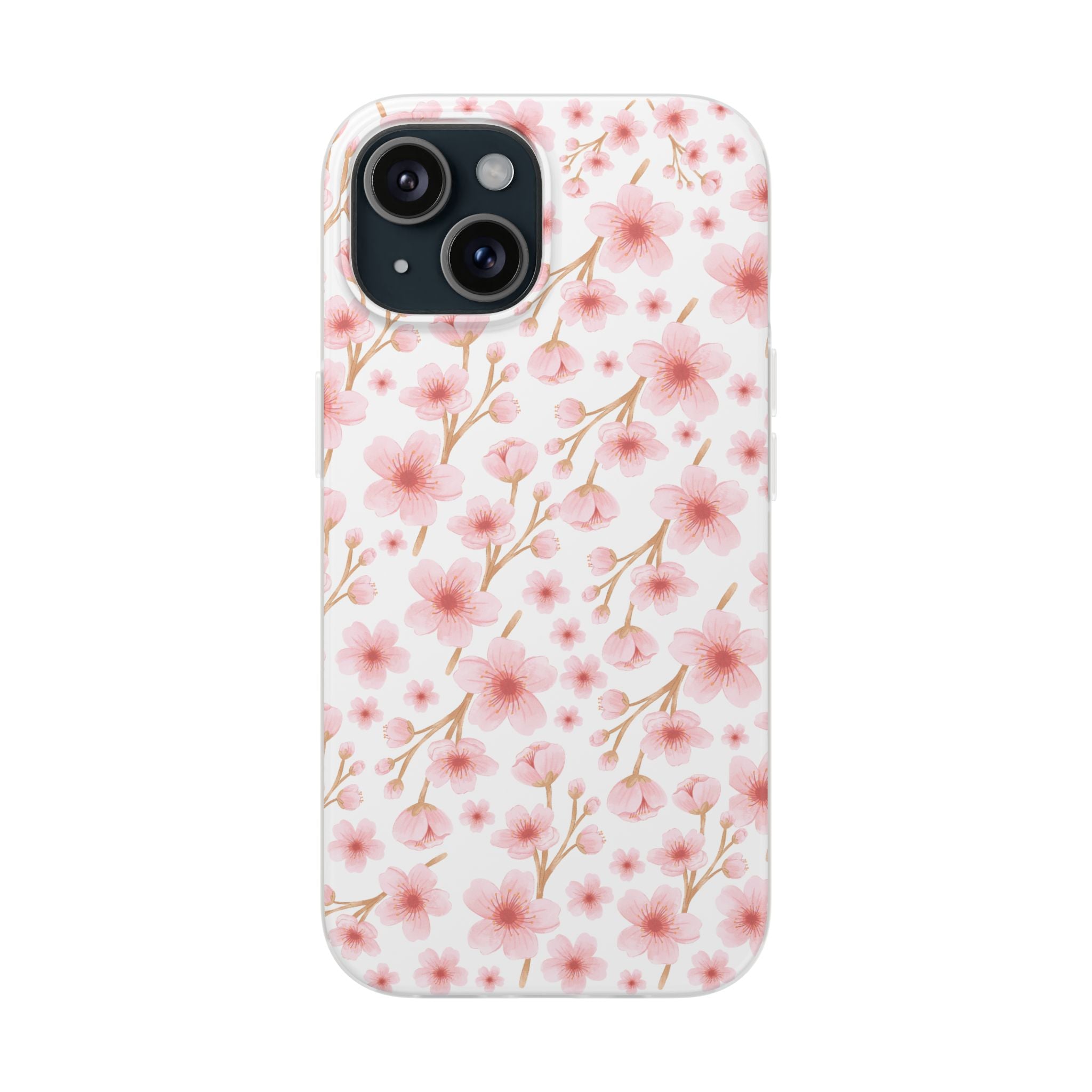 Japanese Pink Flowers White Flexi Clear Cases for Most Phone Types