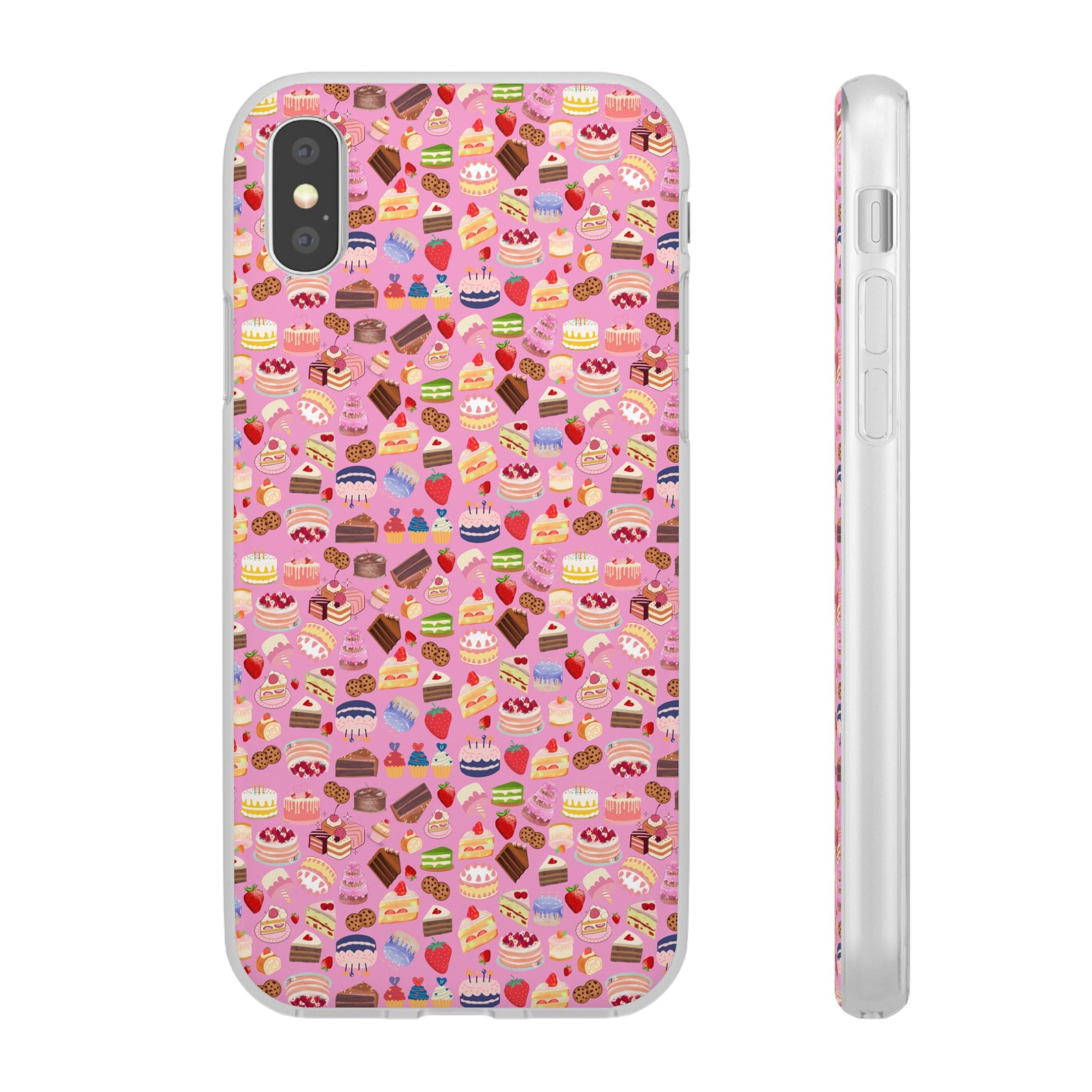 Happy Cake Pink Flexi Clear Cases for Most Phone Types (FWS)