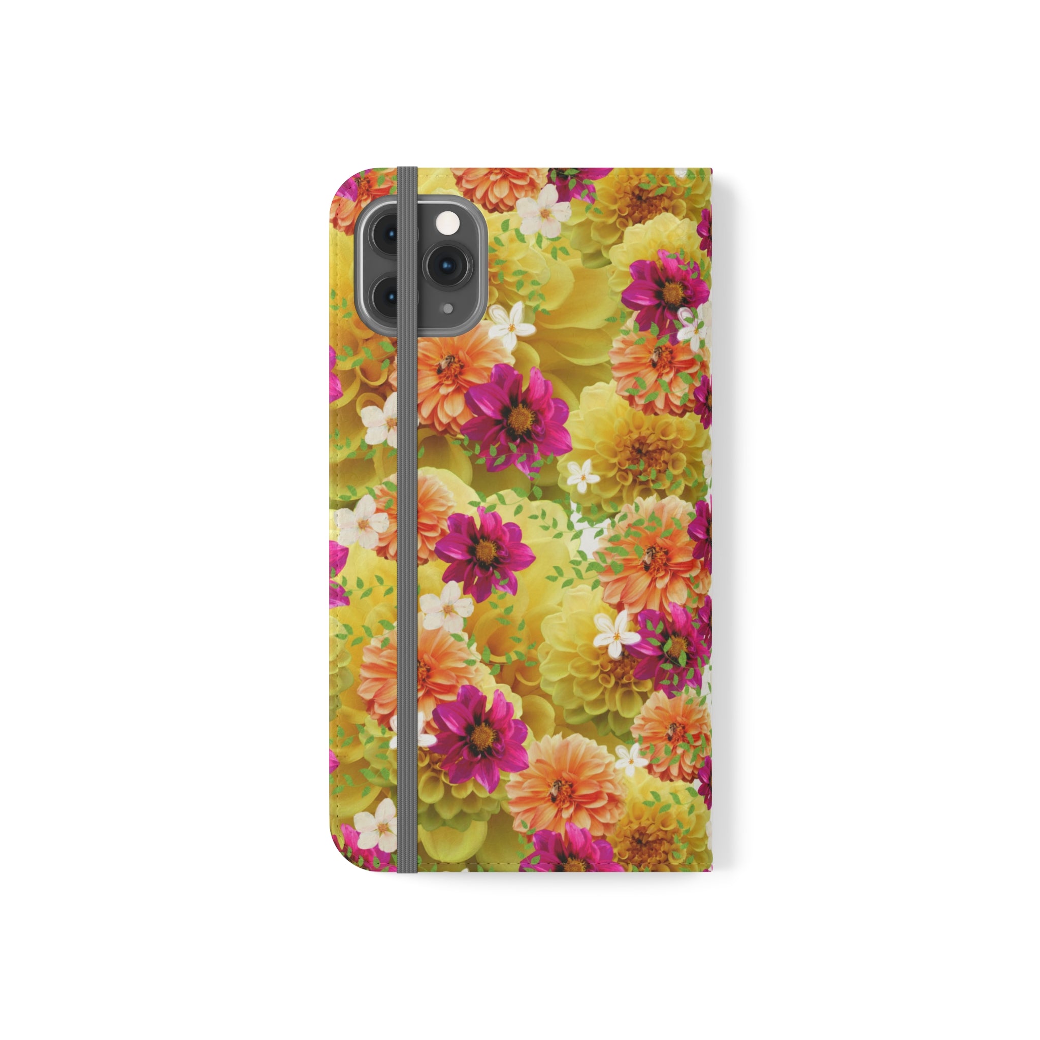 Graphic Dahlias 2 Wallet Style Phone Case Vegan Leather for most Phones