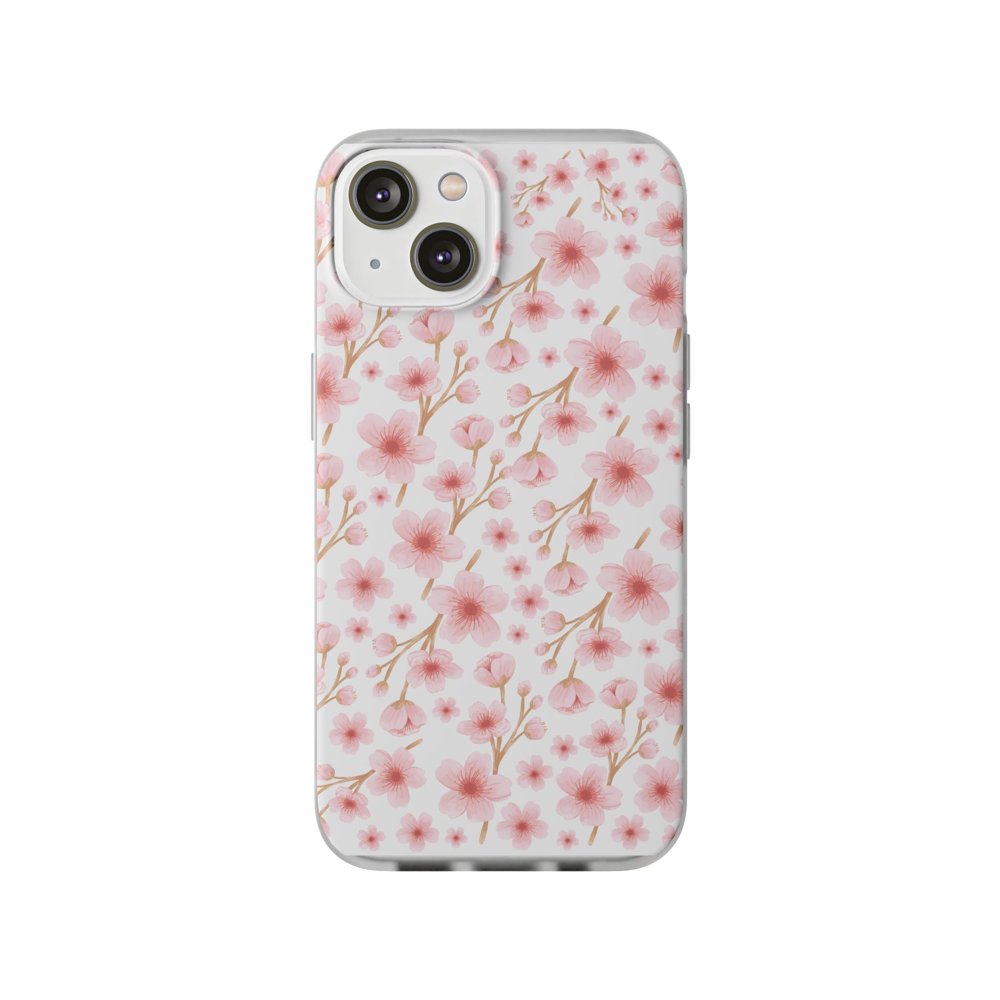 Japanese Pink Flowers White Flexi Clear Cases for Most Phone Types