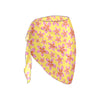 Graphic Pink Frangipanis Yellow Short Chiffon Sarong Wrap up to 2 XL (FWS)