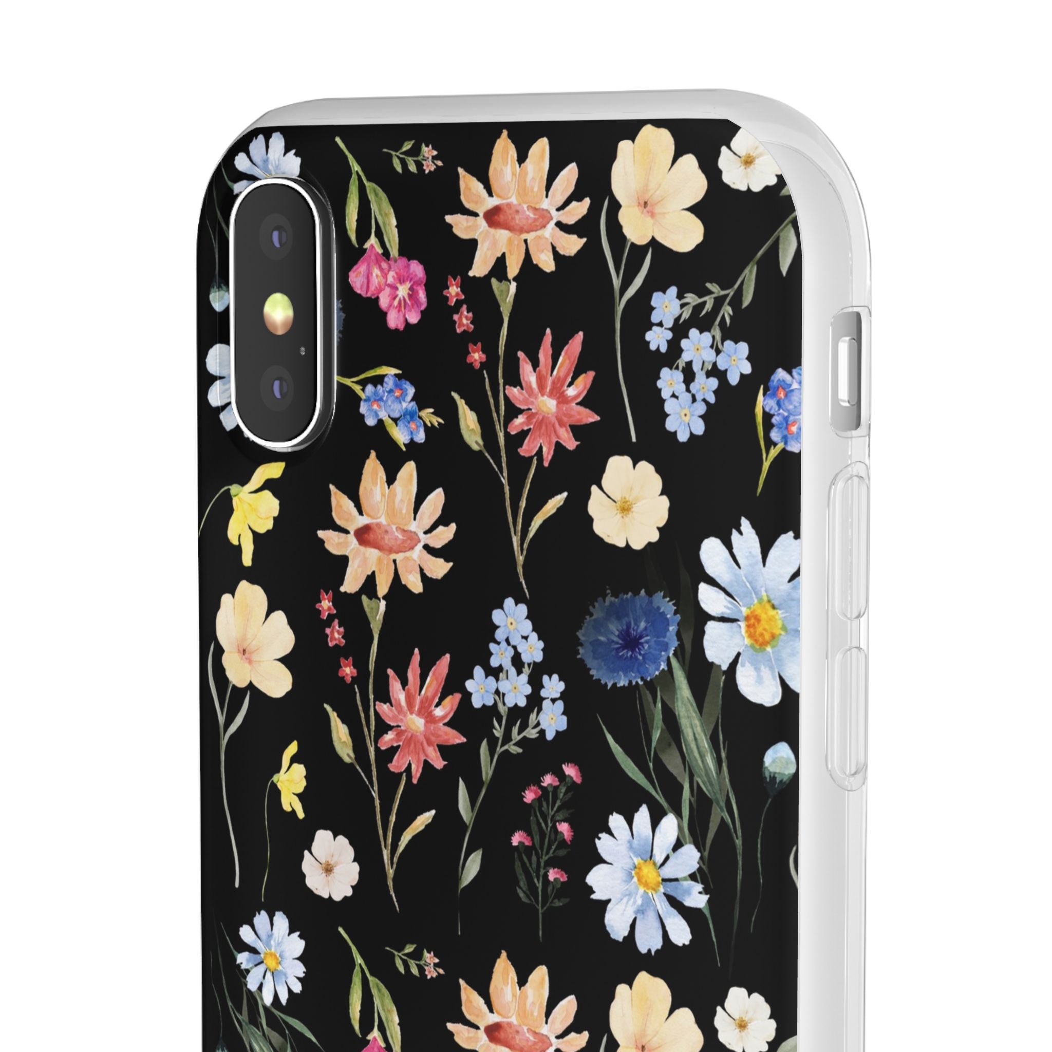 Wildflowers Painted Black Flexi Clear Cases for Most Phone Types (FWS)