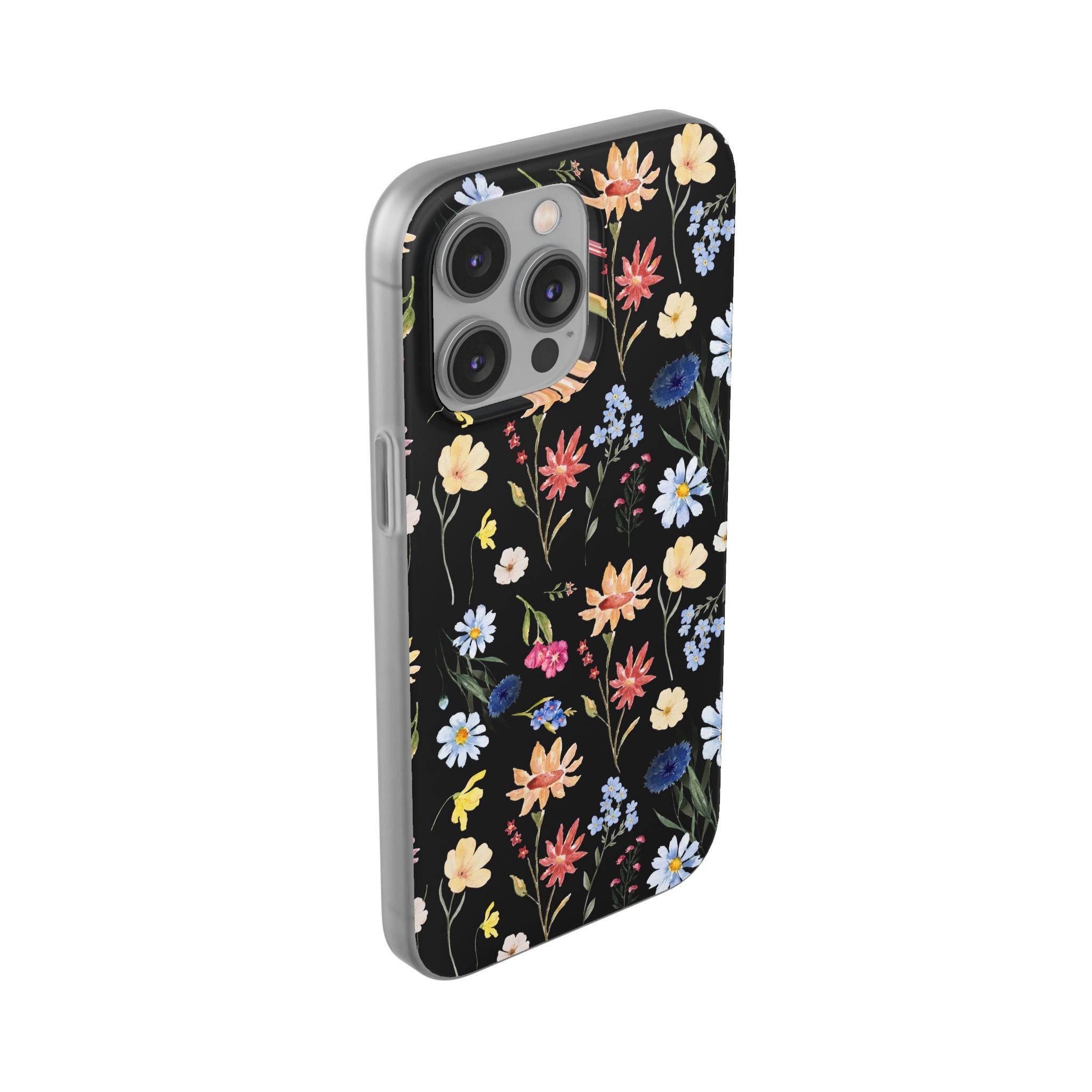 Wildflowers Painted Black Flexi Clear Case for Most Phone Types