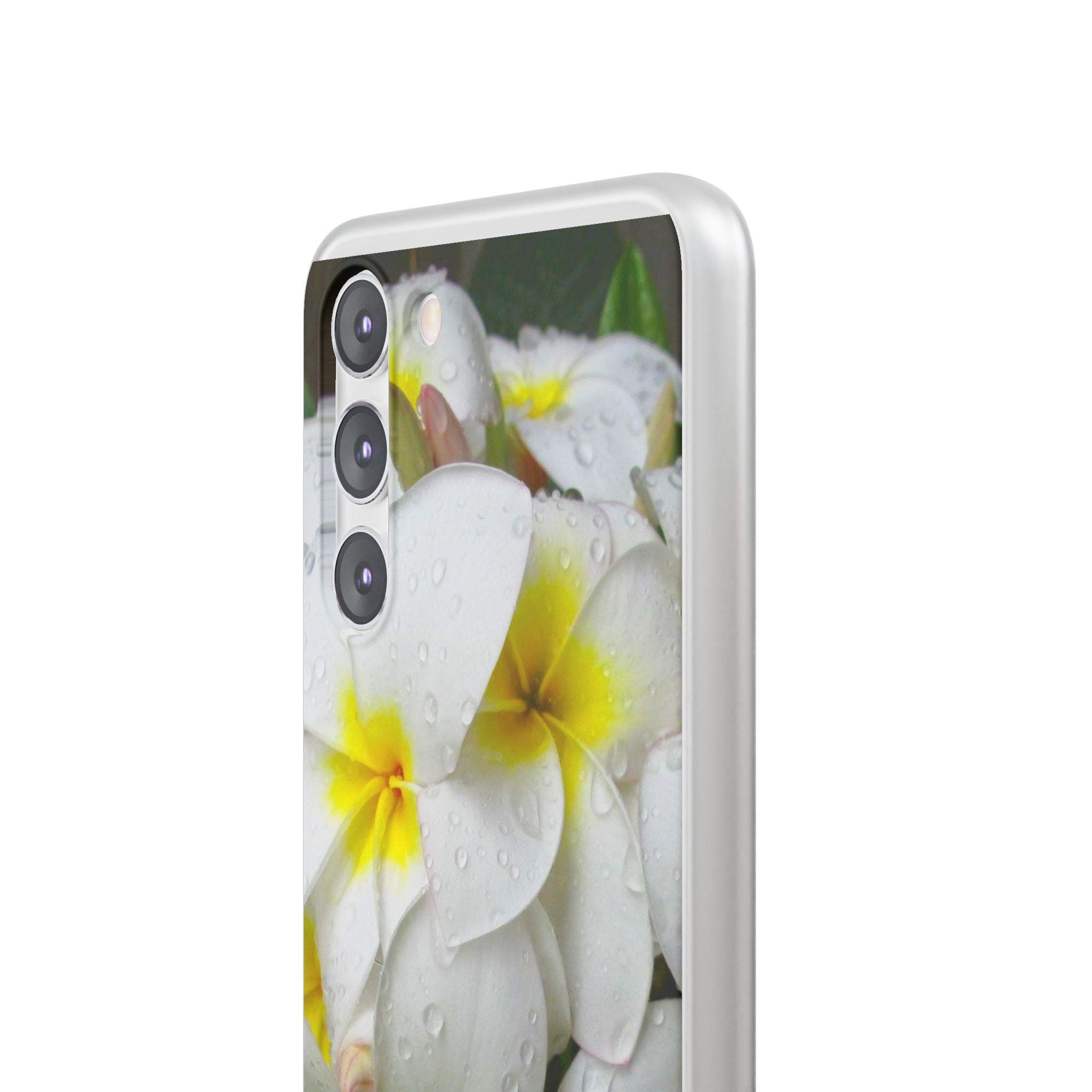 Fresh White Frangipanis Flexi Clear Cases for Most Phone Types (FWS)