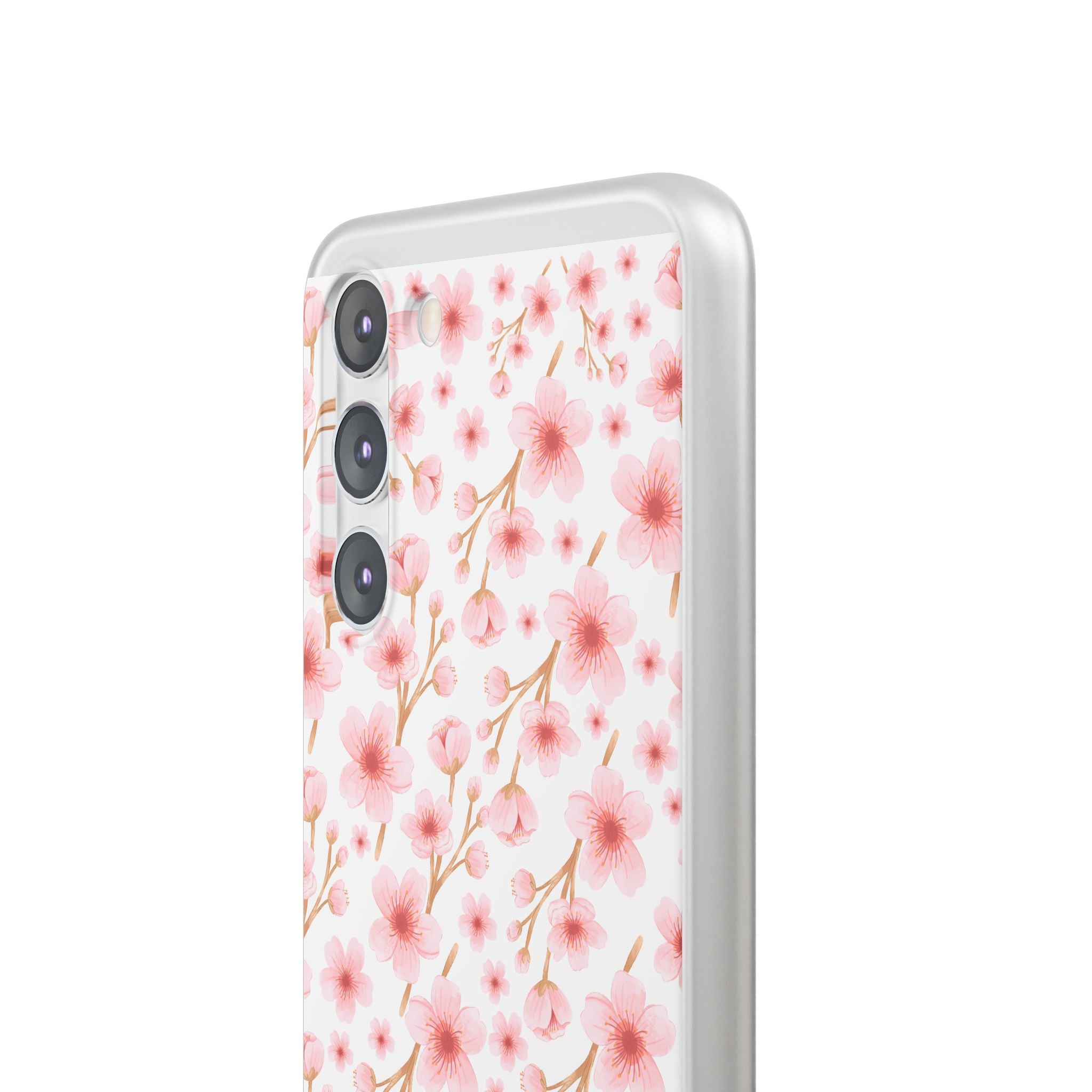 Japanese Pink Flowers White Flexi Clear Cases for Most Phone Types