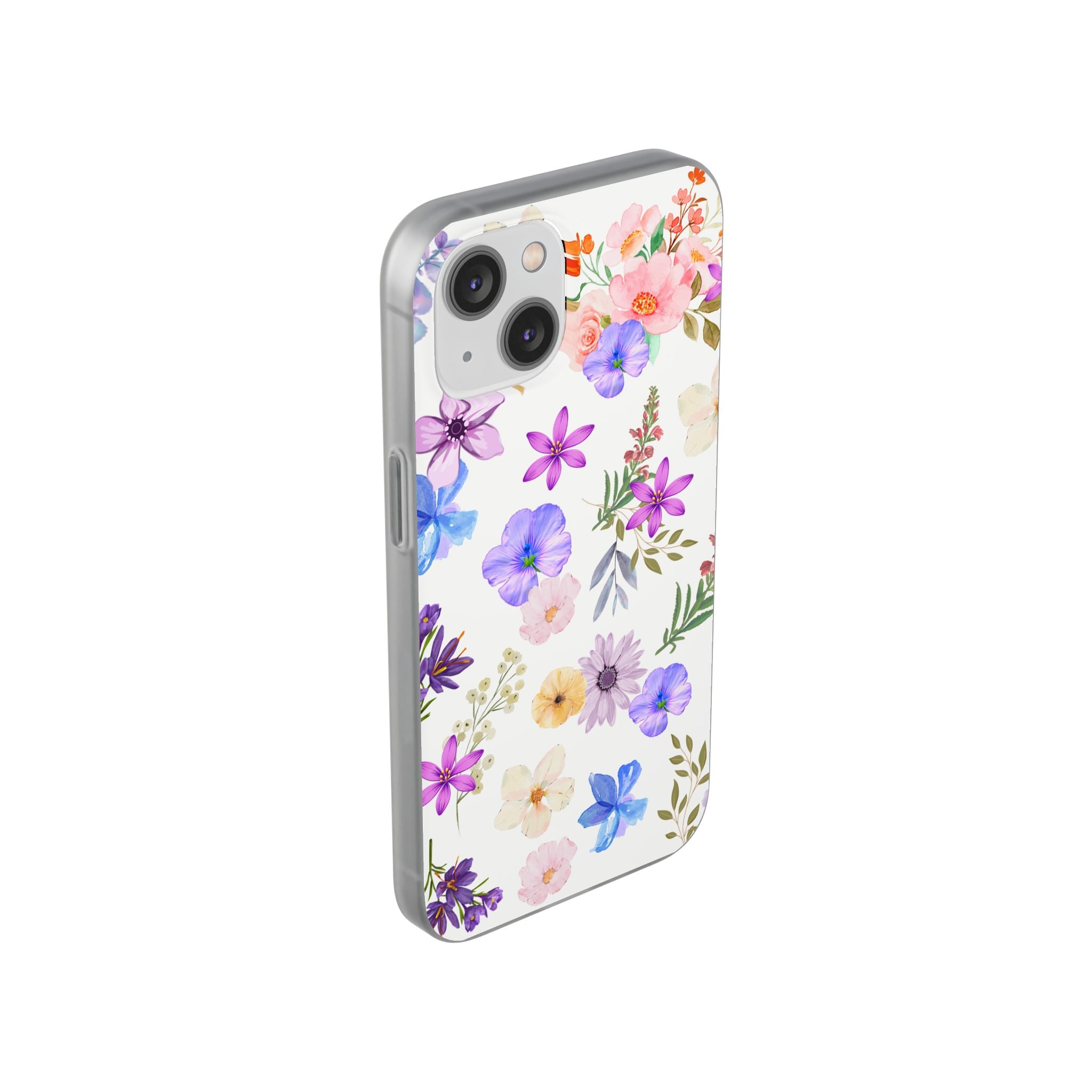 Floral White Flexi Clear Cases for Most Phone Types