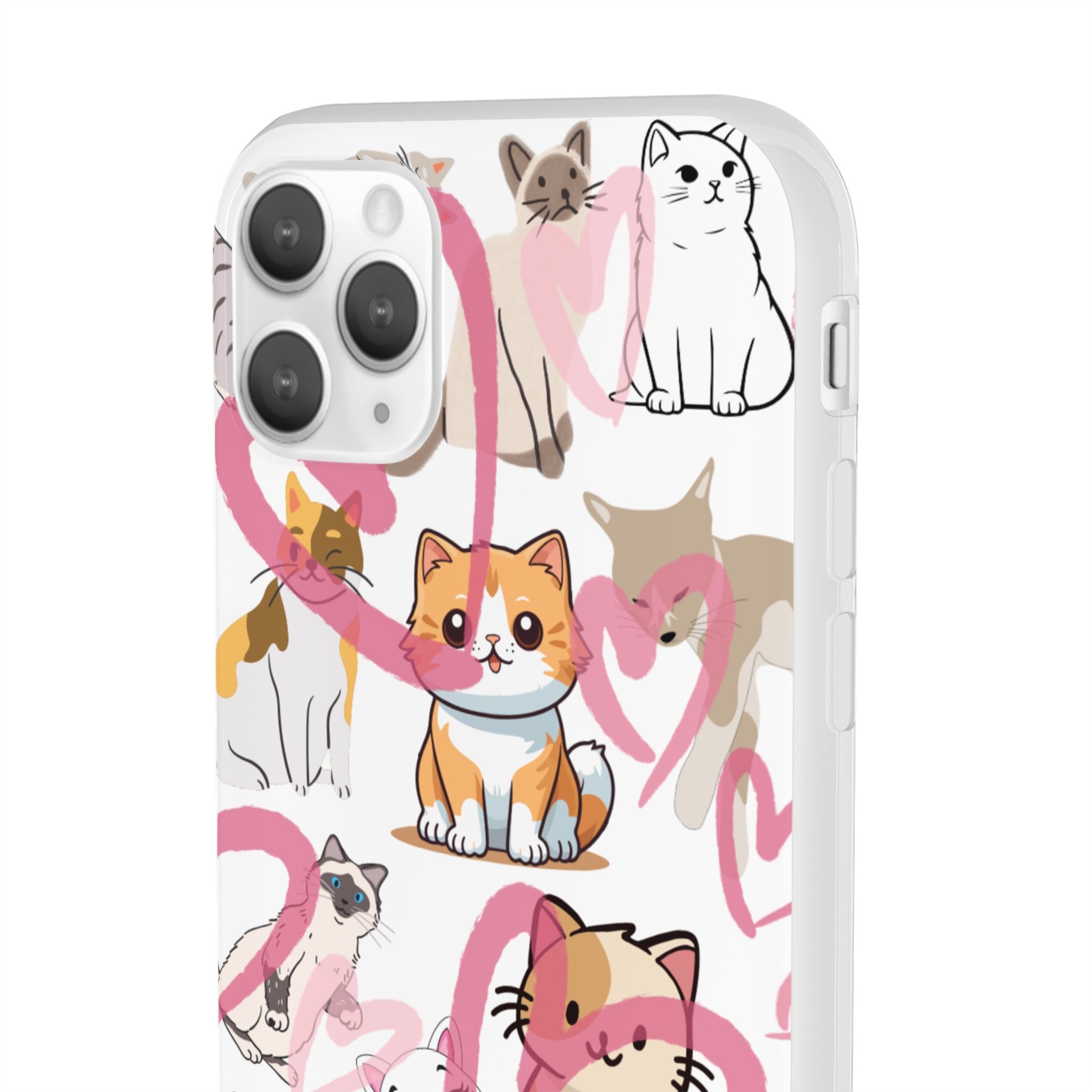 Cats Love White Flexi Clear Cases for Most Phone Types (FWS)